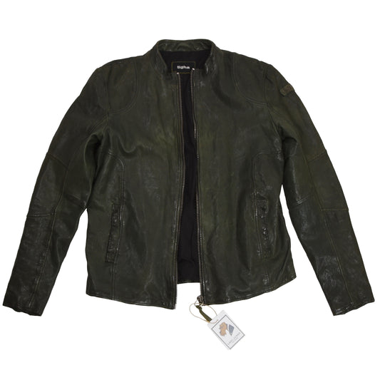 Tigha Schafleder Cafe Racer Jacke - Grün