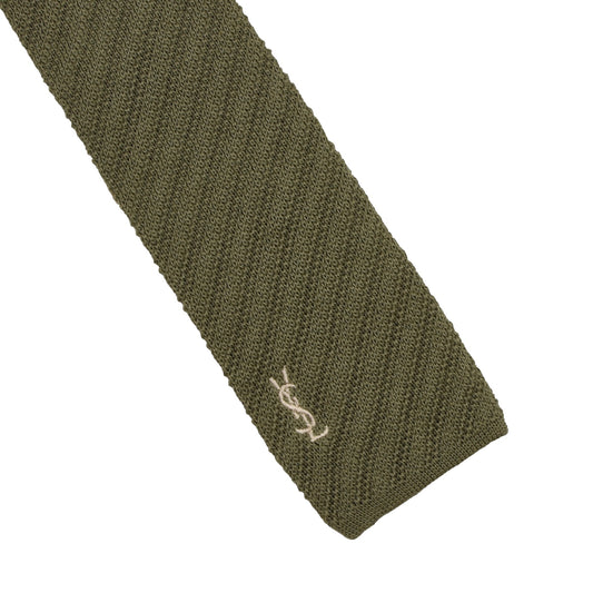 Vintage YSL Yves Saint Laurent Knit Cotton Tie - Green