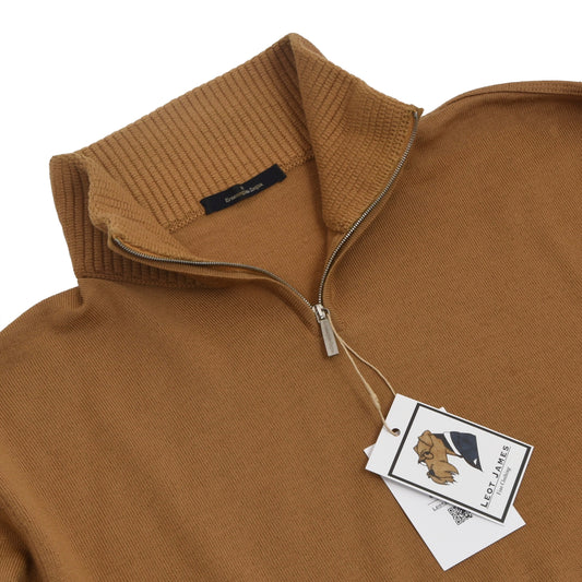 Ermenegildo Zegna 1/4 Zip Wool Sweater Size L - Caramel Brown