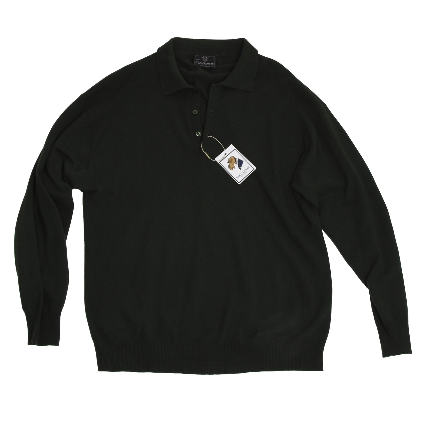 100% Cashmere Polo Sweater Size XXL - Green