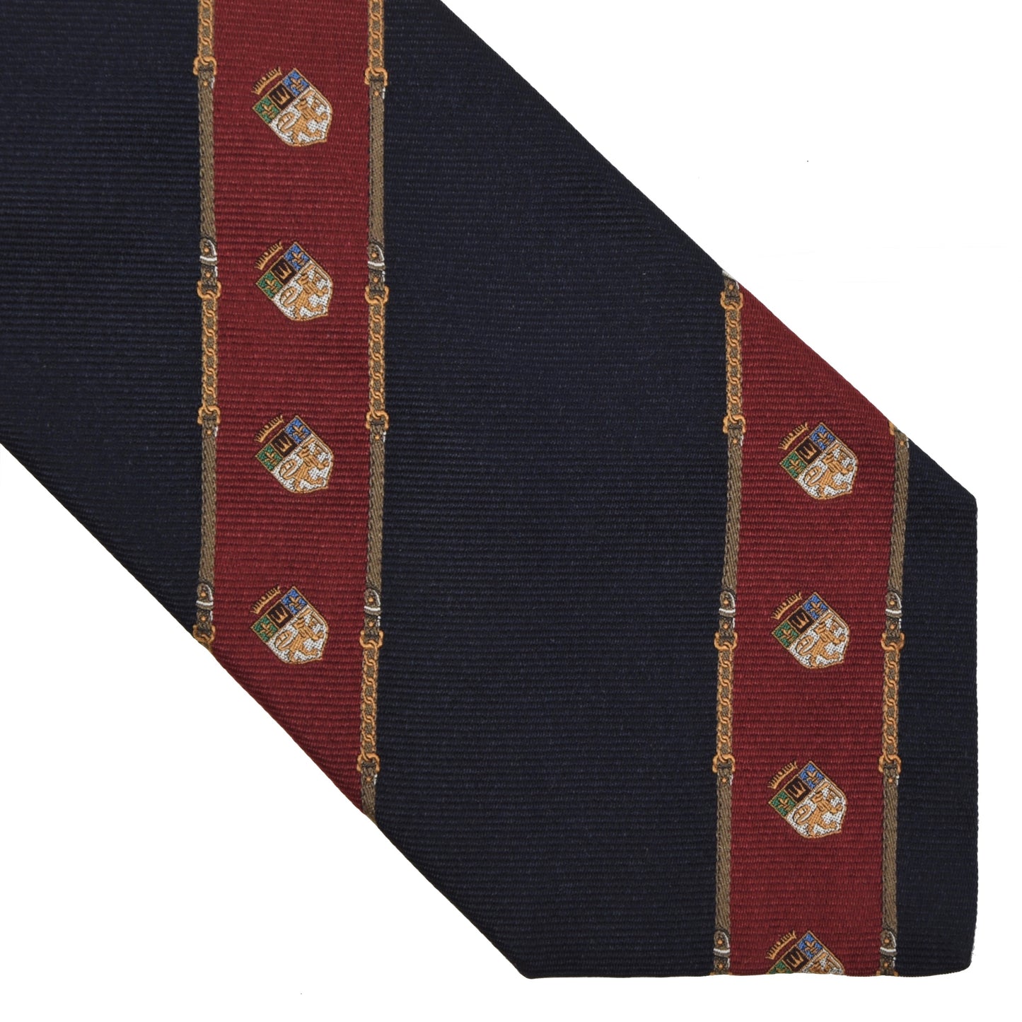 Prochownick Striped Silk Tie Coat of Arms - Navy & Red