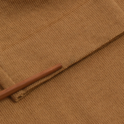 Ermenegildo Zegna Wollpullover mit 1/4-Reißverschluss Größe L - Karamellbraun