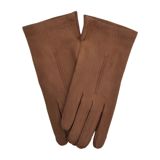 Leather Gloves Lined Size 8 - Brown