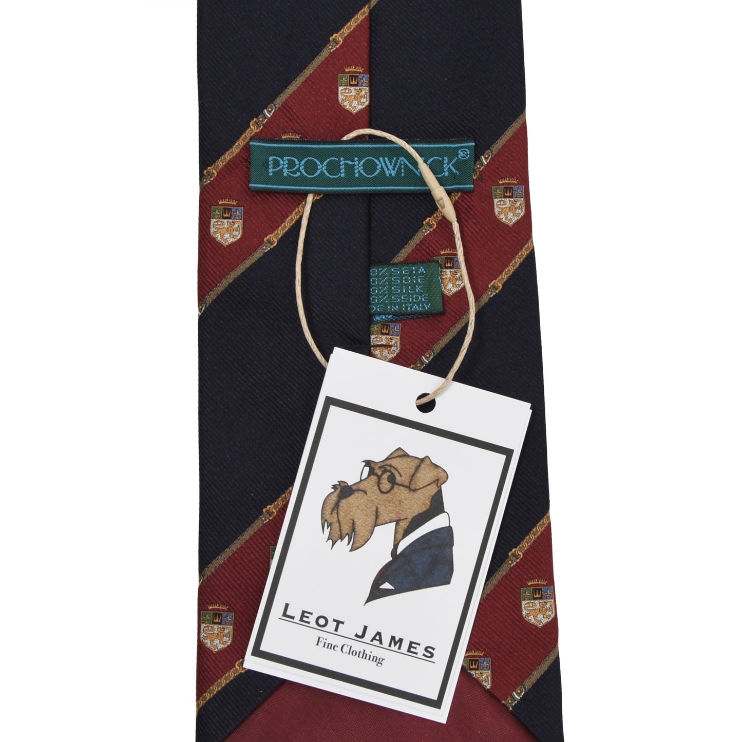 Prochownick Striped Silk Tie Coat of Arms - Navy & Red
