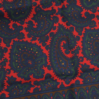 Wool/Silk Paisley Dress Scarf - Red/Blue/Green