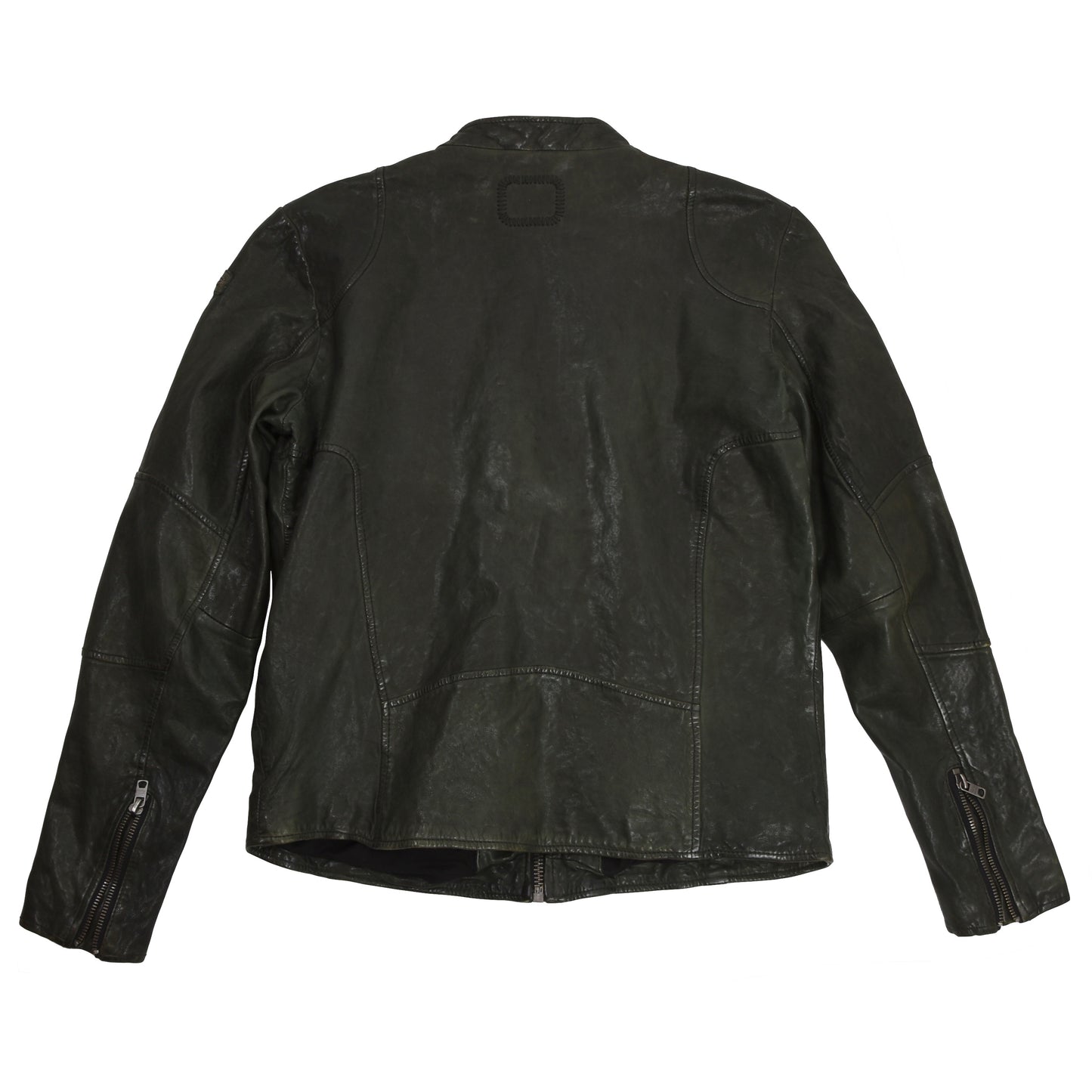 Tigha Sheep Leather Cafe Racer Jacket - Green