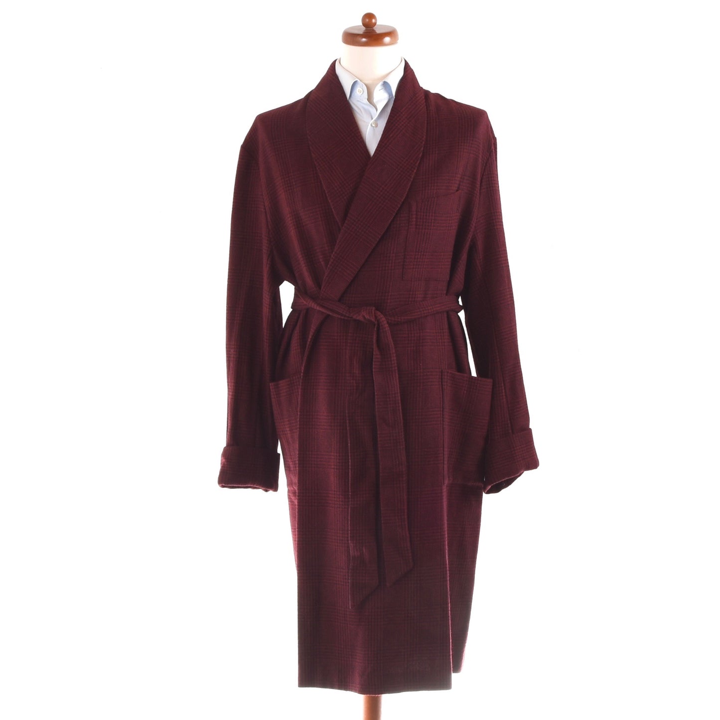 Classic Vintage Shawl Collar Wool Robe Size 48 - Glenplaid