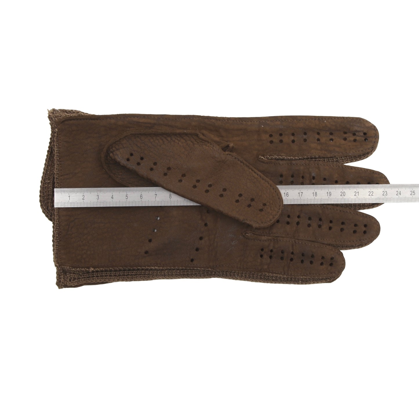 Carpincho Unlined Leather Driving Gloves Size 9.5 - Brown