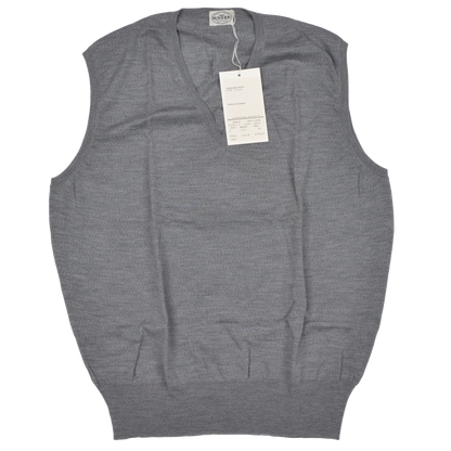 Knize Wien V-Neck Wool Sweater Vest 46 XL - Heather Grey