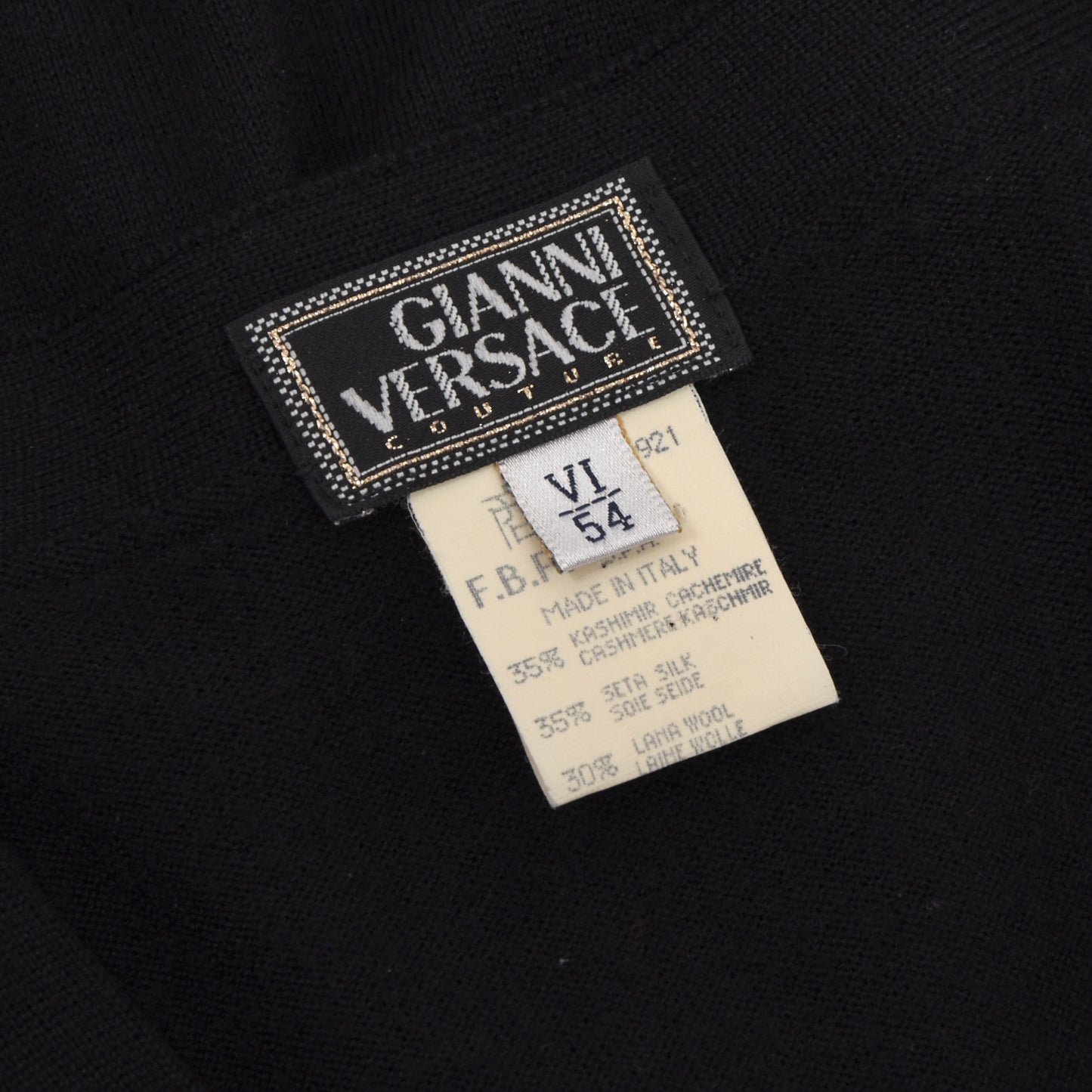 Gianni Versace Couture Cashmere/Silk/Wool Sweater Vest Size 54 - Black