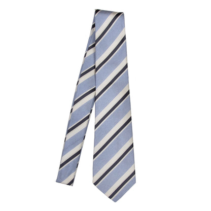 Kiton Napoli 7 Fold Striped Tie - Blue