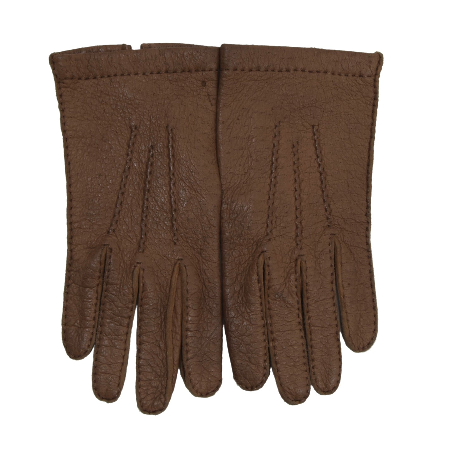 Ungefütterte Peccary-Handschuhe Größe 8 3/4 - Hellbraun/Braun