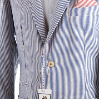 Hugo Boss Seersucker Jacke Größe 50 Slim Fit - Blau/Weiß