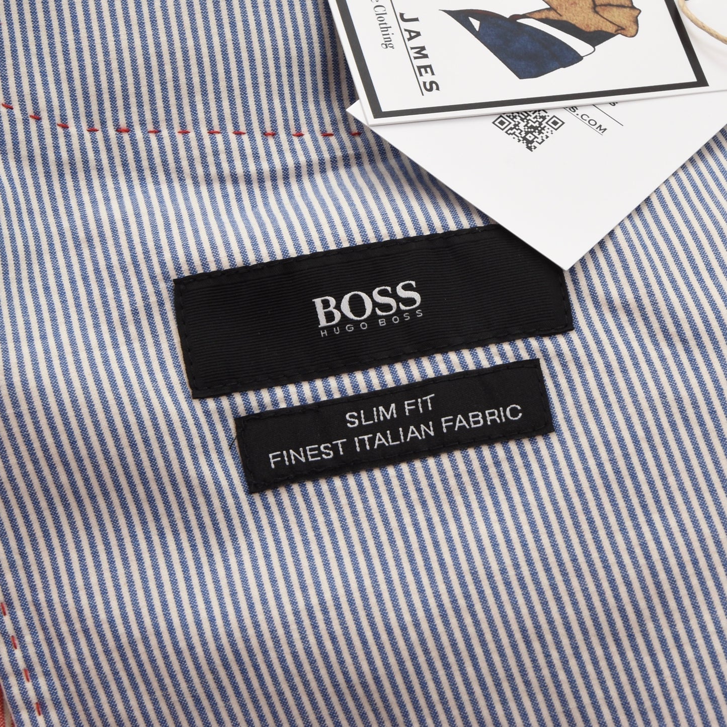 Hugo Boss Seersucker Jacke Größe 50 Slim Fit - Blau/Weiß
