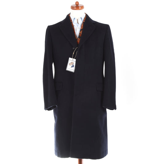 Vintage Caesar Wool Overcoat Size 48 - Navy Blue