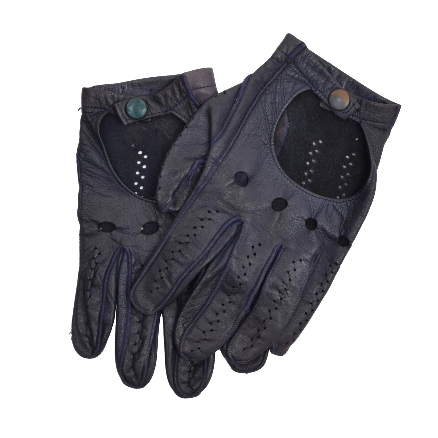 Unlined Leather Driving Gloves - Navy