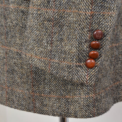 Jacke aus Harris-Tweed/Barutti-Wolle, Größe 48/38R, braune Fensterscheibe