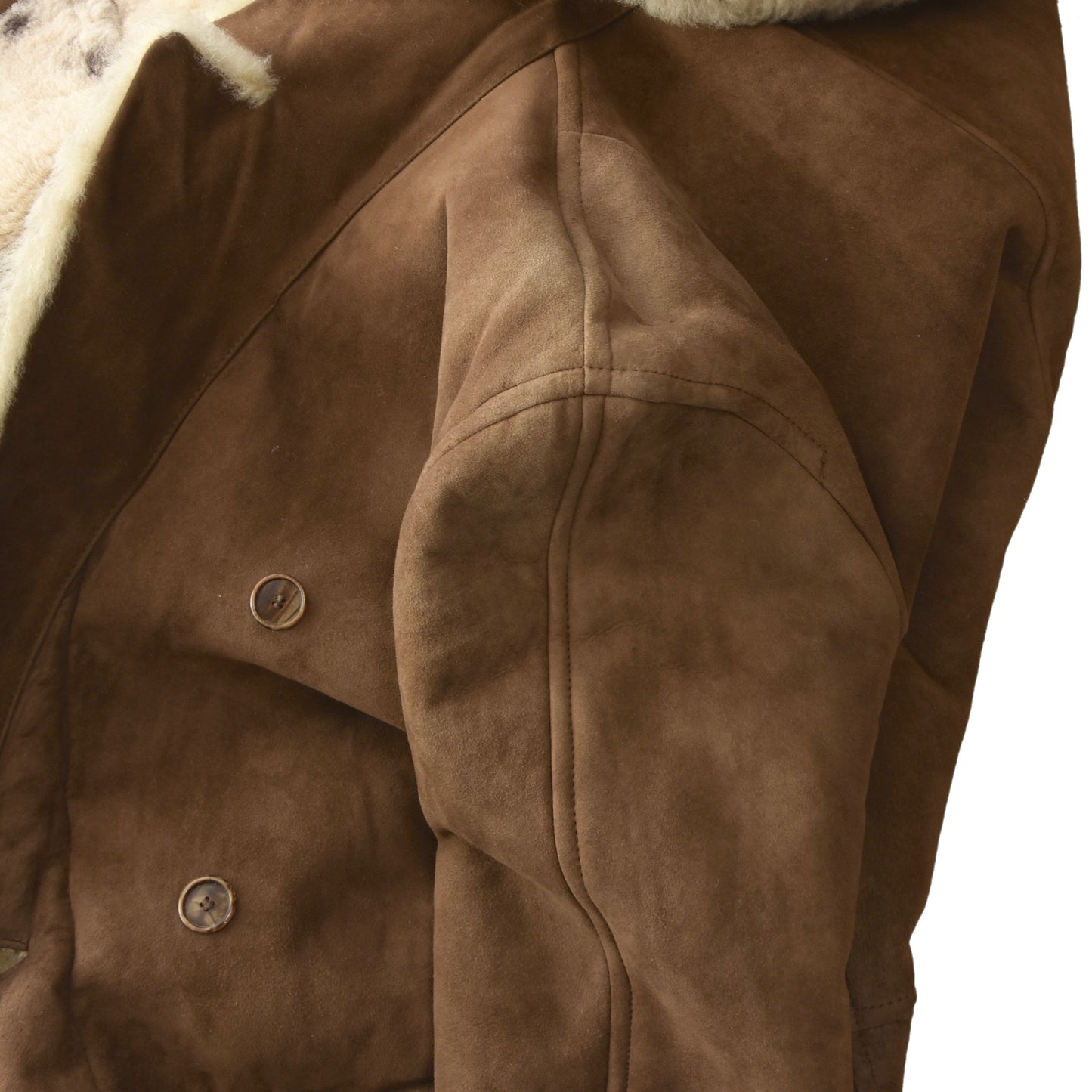 Zweireihiger Shearling-Mantel Größe 50 - Braun