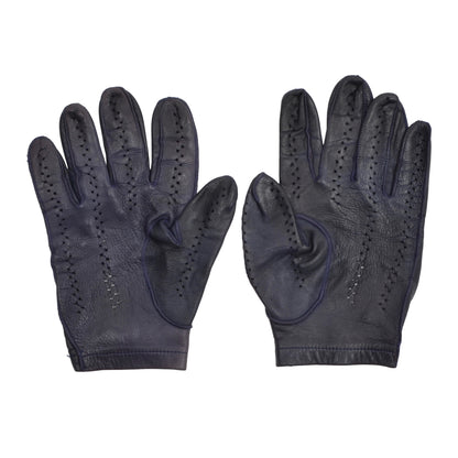 Unlined Leather Driving Gloves - Navy
