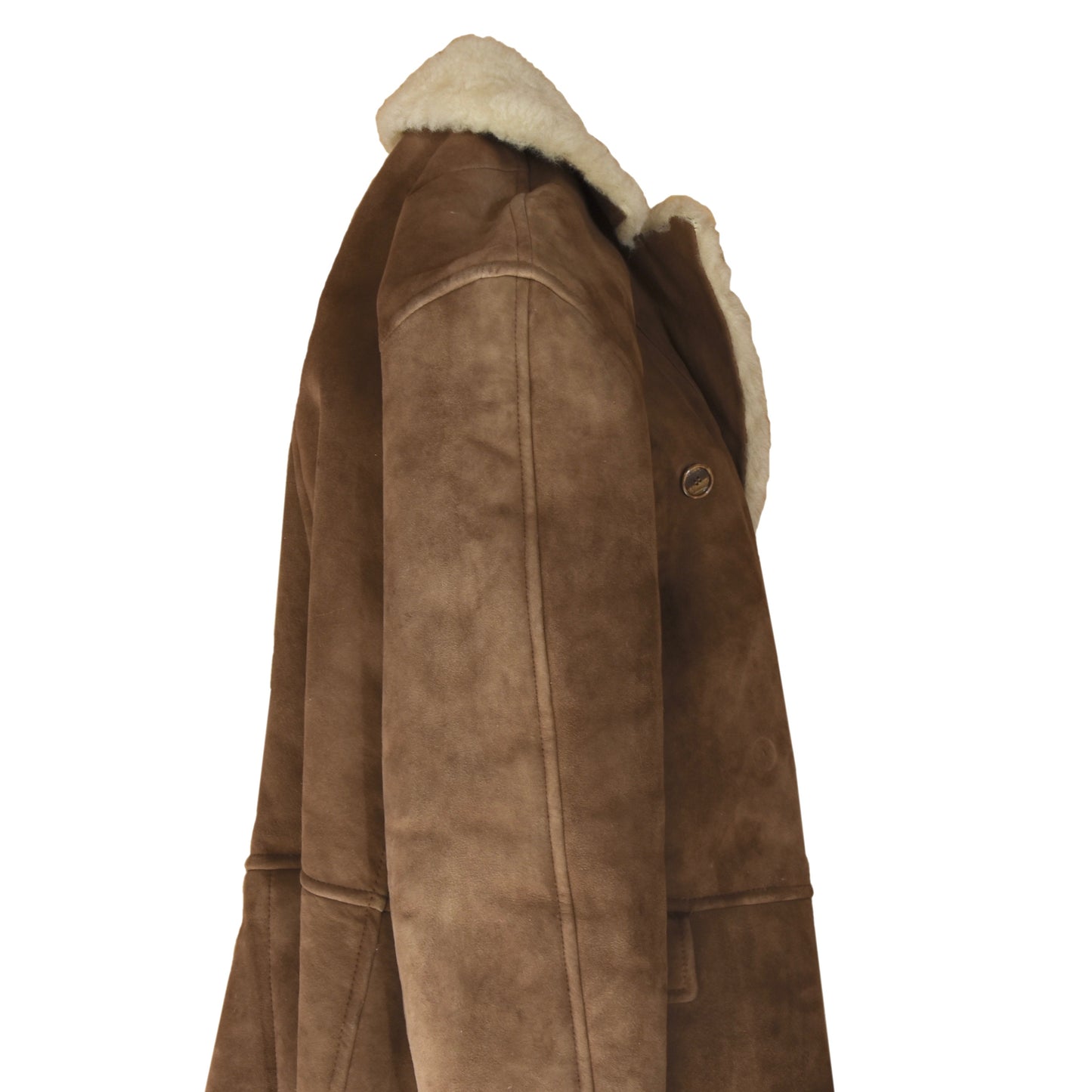 Zweireihiger Shearling-Mantel Größe 50 - Braun
