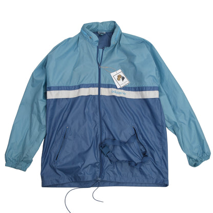 Vintage 80er Jahre Adidas Packable Nylon Regenjacke Größe 50/40 - Himmelblau