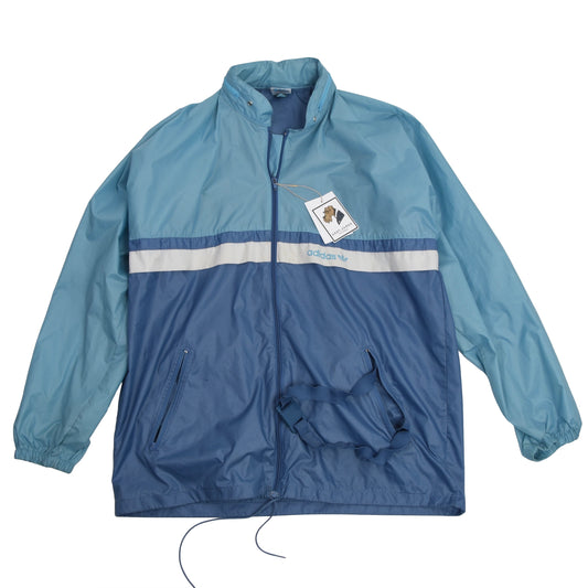 Vintage '80s Adidas Packable Nylon Rain Jacket Size 50/40 - Sky Blue