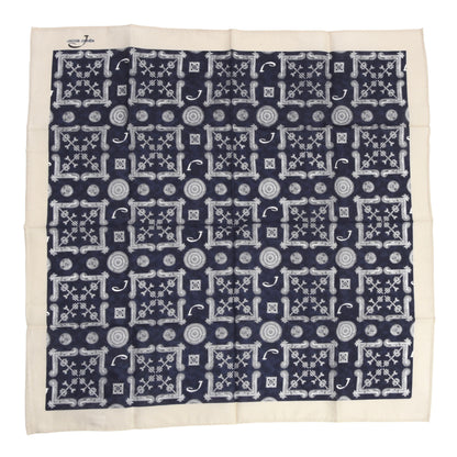 Jacob Cohën Printed Cotton Bandana/Pocket Square - Blue & Ecru