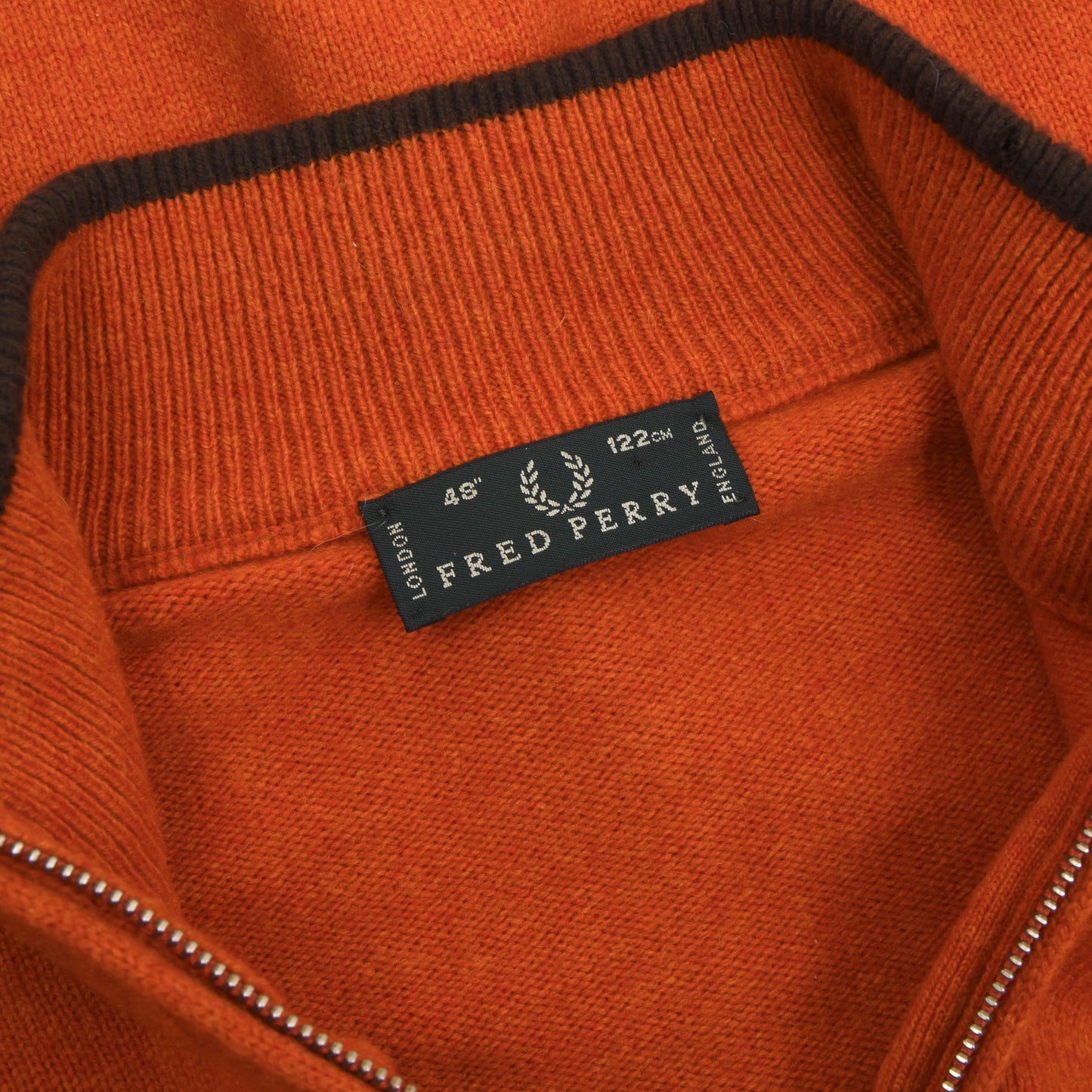 Fred Perry Wollpullover, Größe 122 cm/48" – Kürbisorange