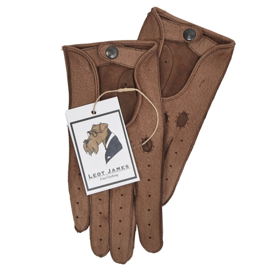 Classic Unlined Leather Driving Gloves Size 8 - Brown