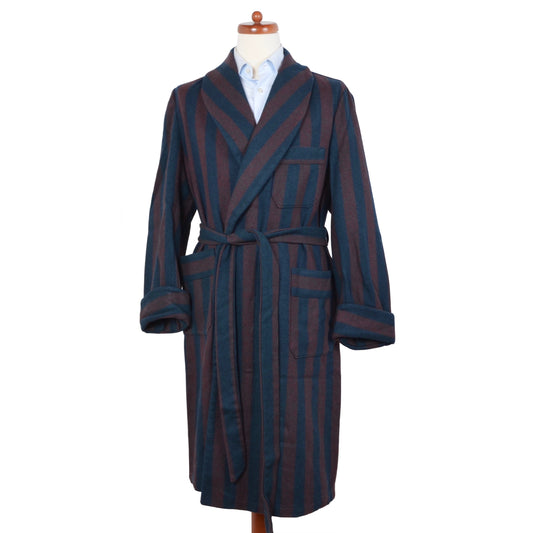 Vintage Unlined Robe - Burgundy & Navy Stripe