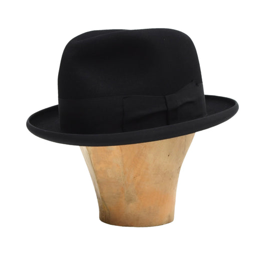Vintage Borsalino Homburg Hat Size Punti 6 1/2 ca. 60 - Black