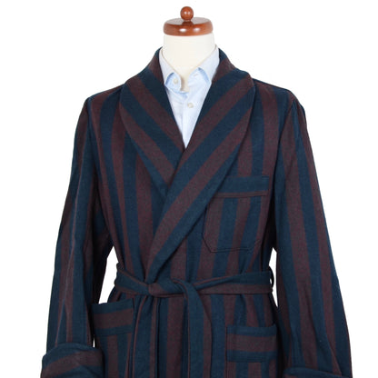 Vintage ungefütterte Robe - Burgund &amp; Navy Stripe