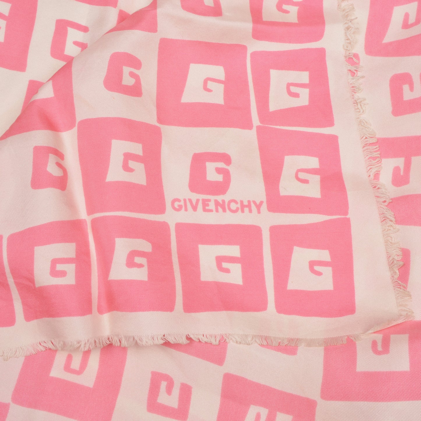 Givenchy Paris 90cm Seidenschal - Pink &amp; Weiß
