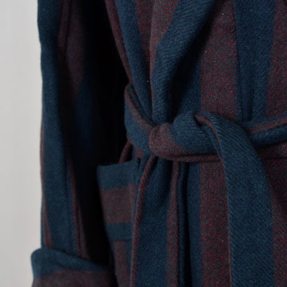 Vintage Unlined Robe - Burgundy & Navy Stripe