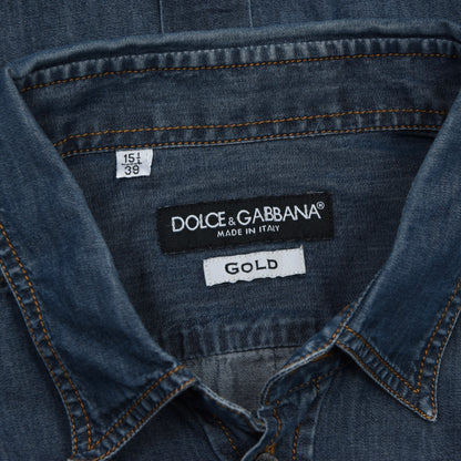 Dolce & Gabbana Gold Line Hemd Größe 39 - Blau