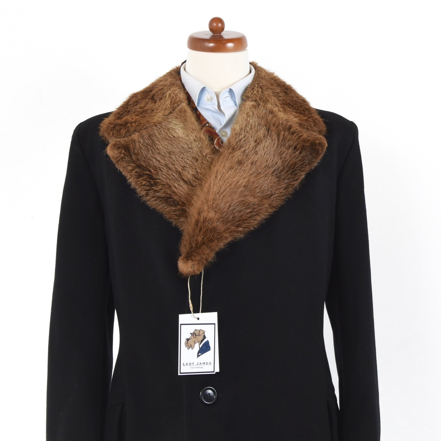 Vintage Wool-Cashmere Overcoat Feat. Fur Collar - Black