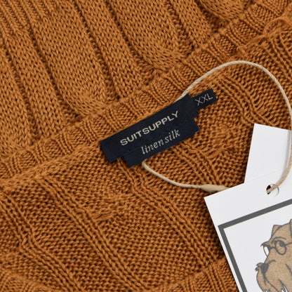 Suitsupply Linen/Silk Cableknit Sweater Size XXL - Ochre