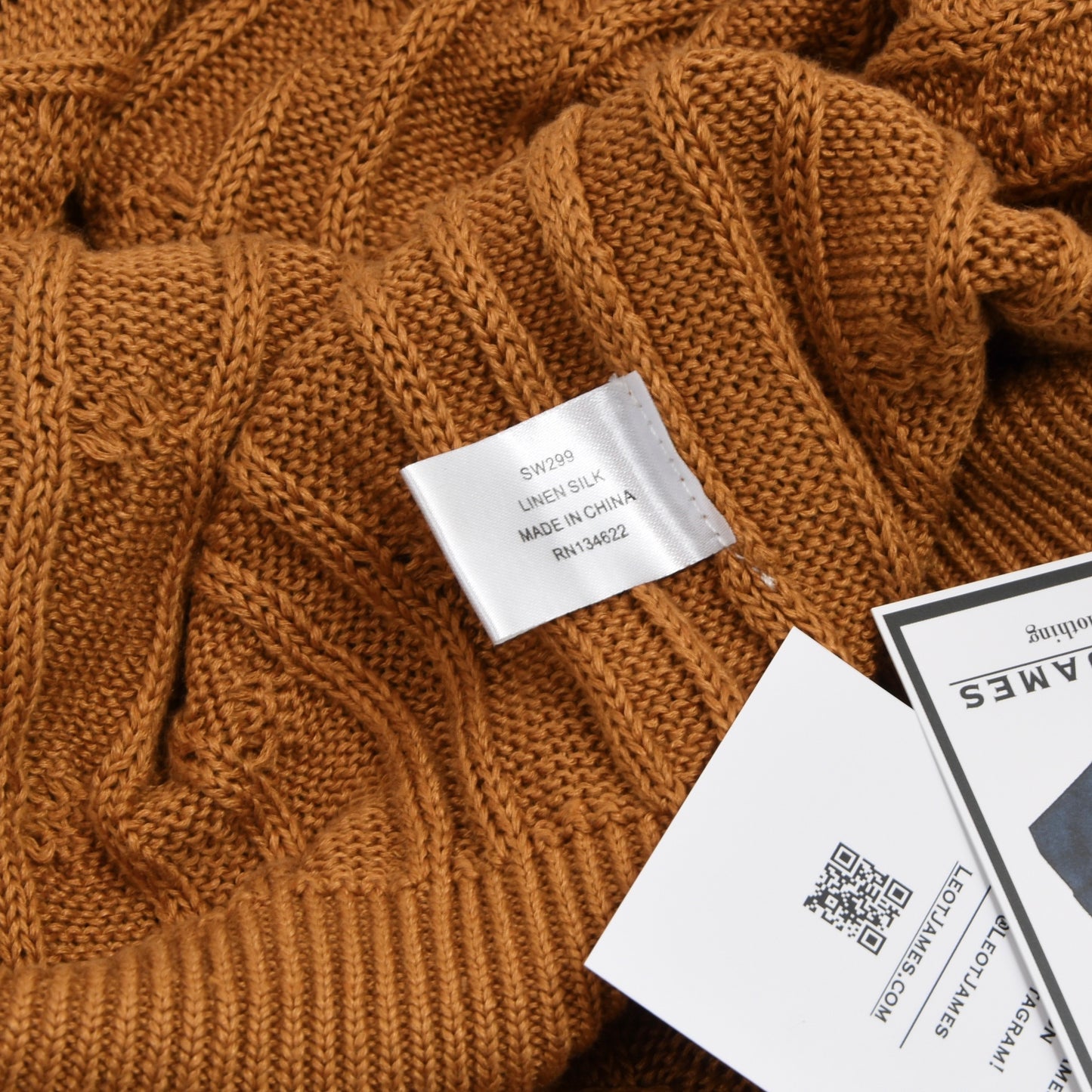Suitsupply Linen/Silk Cableknit Sweater Size XXL - Ochre