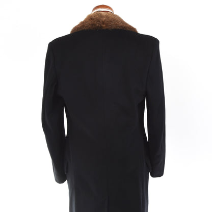 Vintage Wool-Cashmere Overcoat Feat. Fur Collar - Black