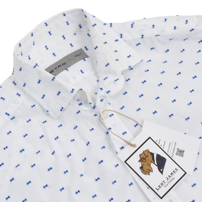 Etro Milano Strukturiertes Hemd Größe 41 - Weiß &amp; Blau