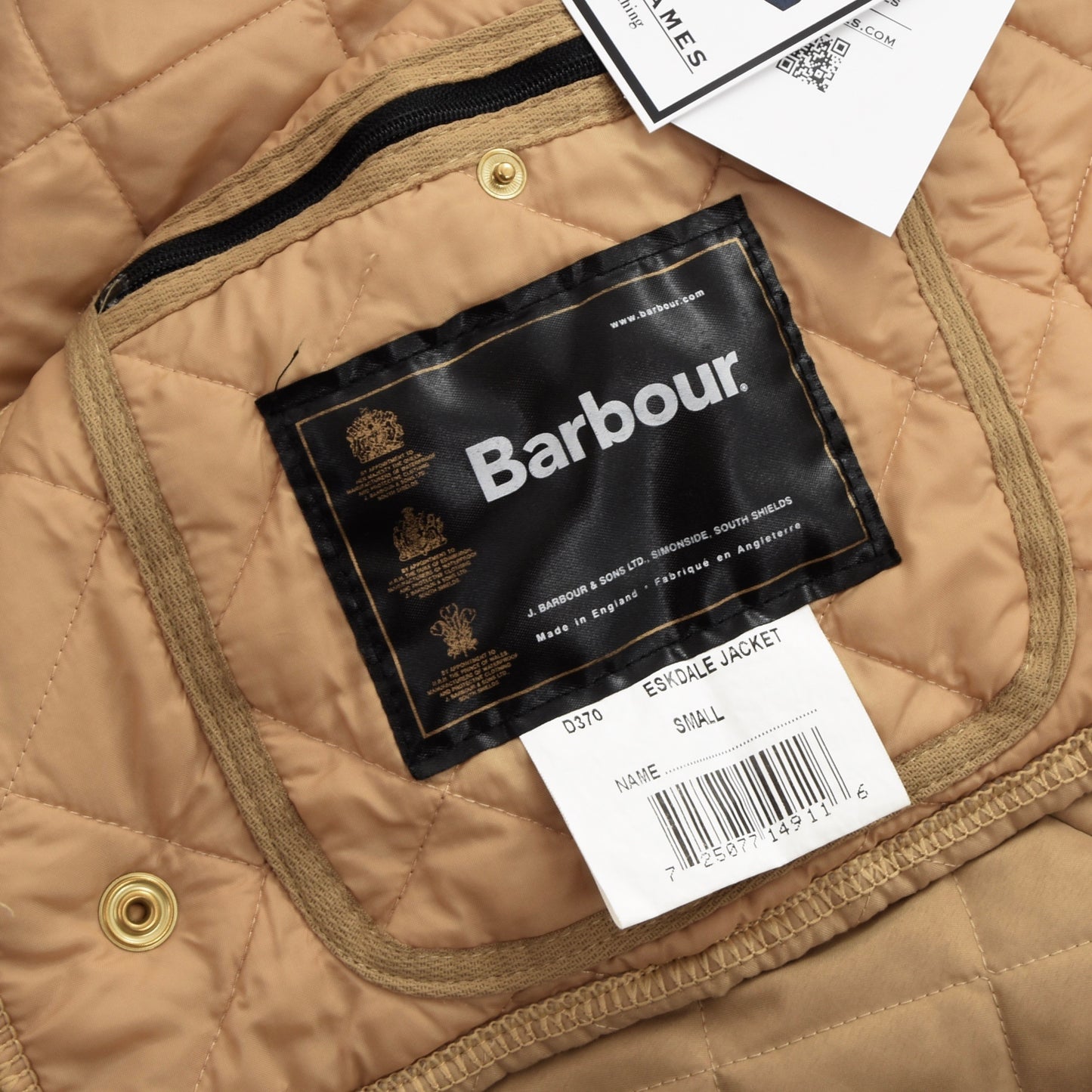 Barbour Eskdale Steppjacke Größe S - Hellbraun/Beige