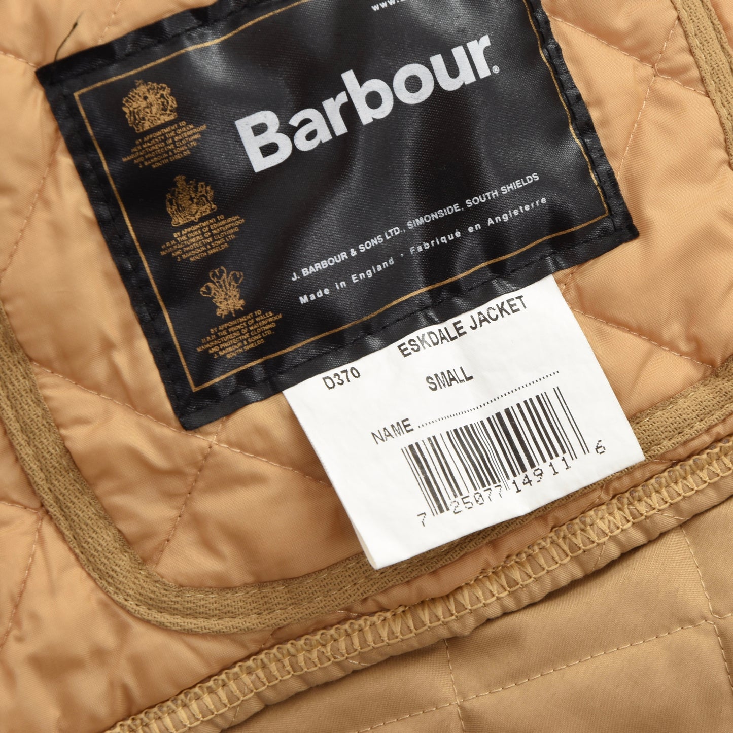 Barbour Eskdale Steppjacke Größe S - Hellbraun/Beige