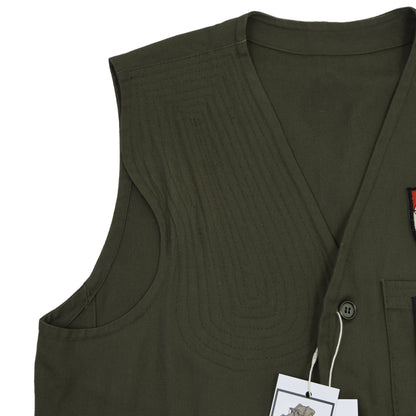 Vintage Canvas Shooting Vest Size 54 Feat. Patches - Green