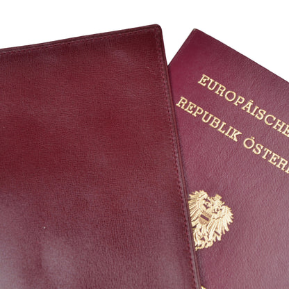 Leather Passport Case/Wallet - Burgundy