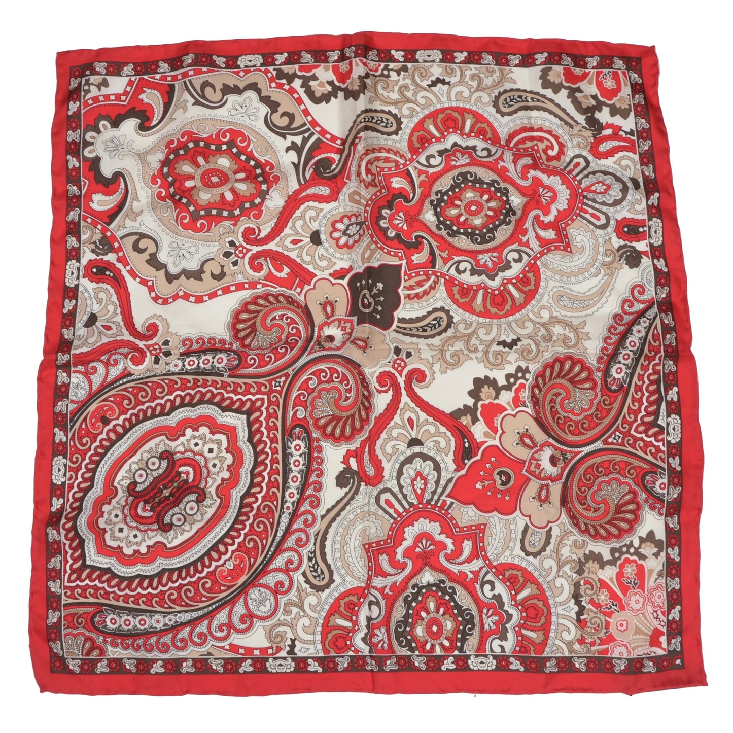 Passigatti Handrolled Silk Pocket Square - Red Paisley