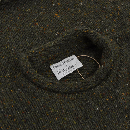 Rossan Donegal Pullover aus irischer Wolle Größe - Grün gesprenkelt