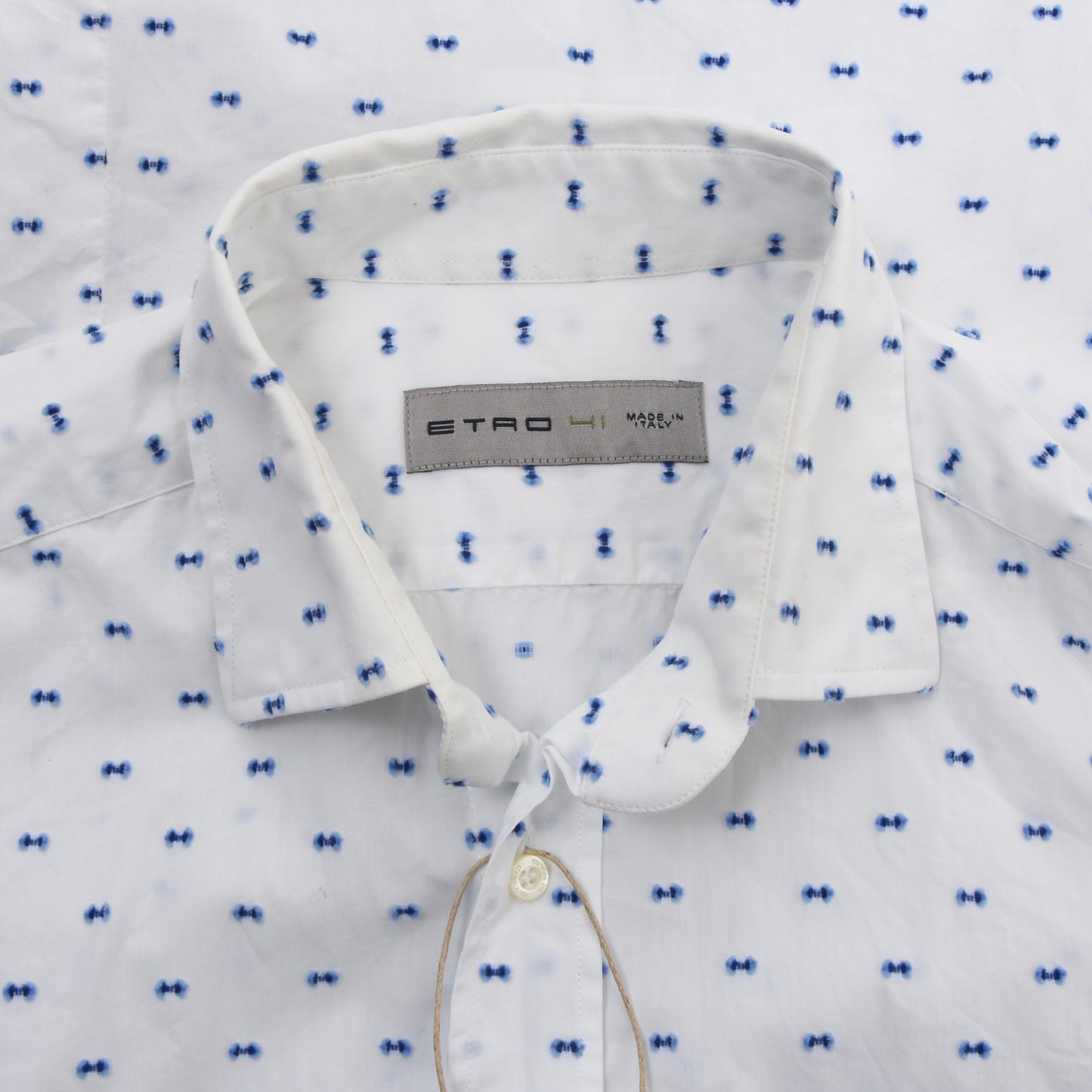 Etro Milano Strukturiertes Hemd Größe 41 - Weiß &amp; Blau
