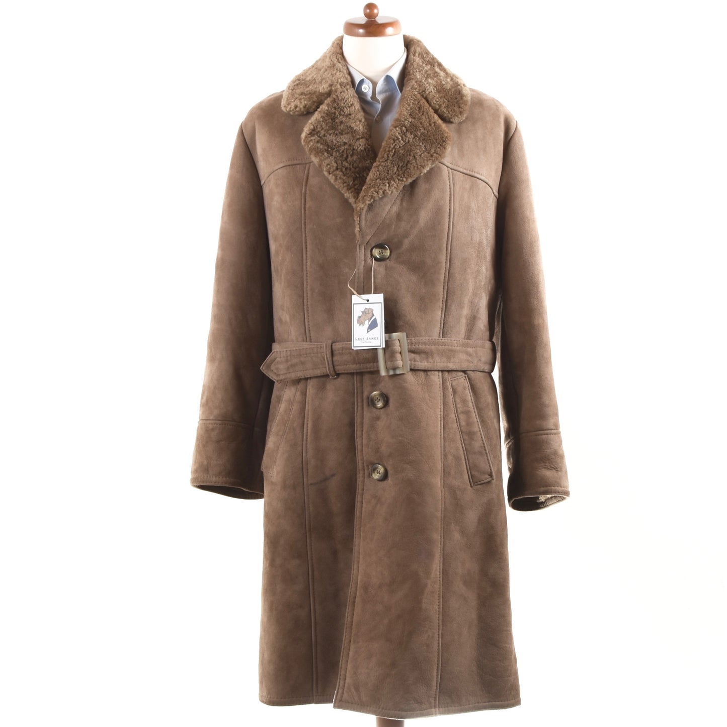 Full Length Belted Shearling Coat Size EU 50 UK 40