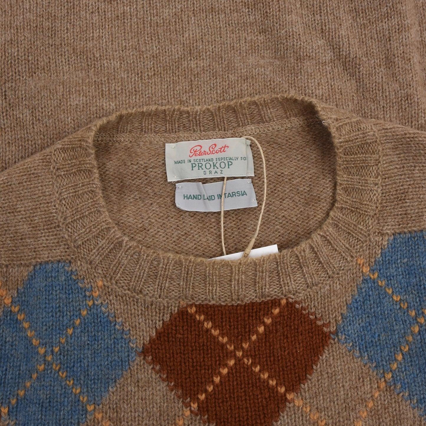 Peter Scott Wollpullover Größe 44 - Beige Argyle