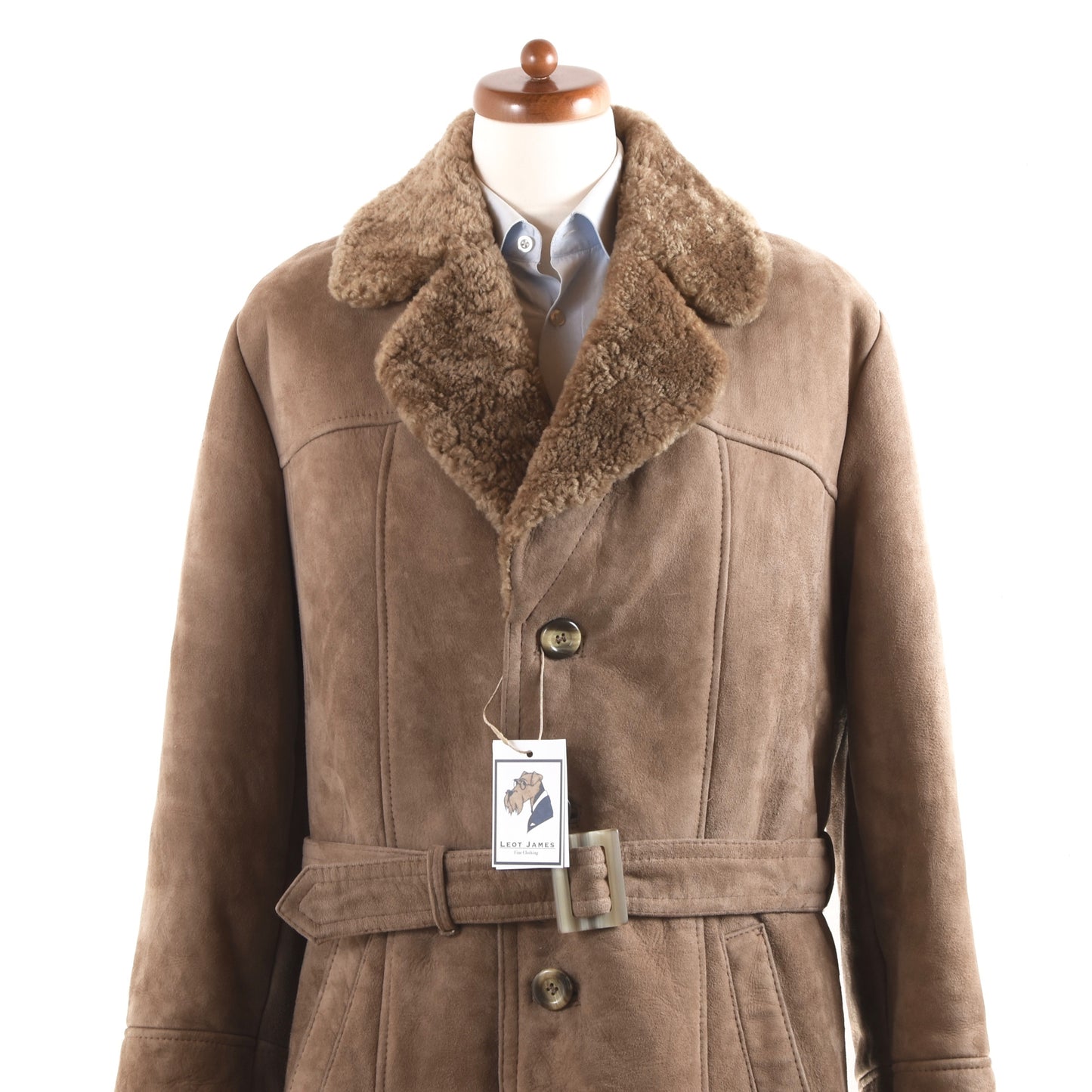 Full Length Belted Shearling Coat Size EU 50 UK 40